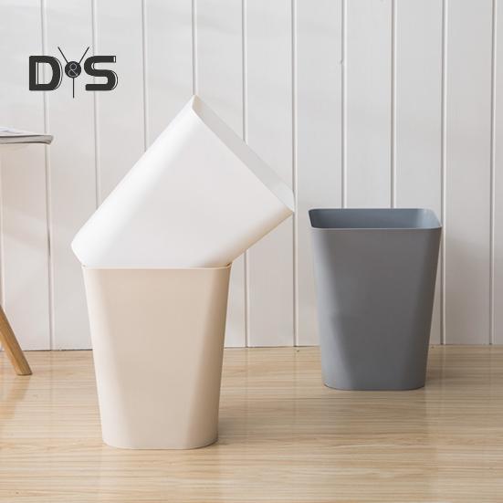 Small Waste Basket Trash Can Large Capacity Solid Color Easy To Clean Indoor Outdoor Plastic Garbage Bin