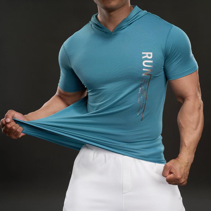 706690 Summer 2025 American Casual Short-sleeved T-shirt Fashionable Sports Elastic Fitness Outdoor T-shirt Men