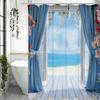 Ocean Blue Curtain Plank Beach Floral Shower Curtain, Bathroom Decorative Shower Curtain, Waterproof Shower Curtain with Hooks