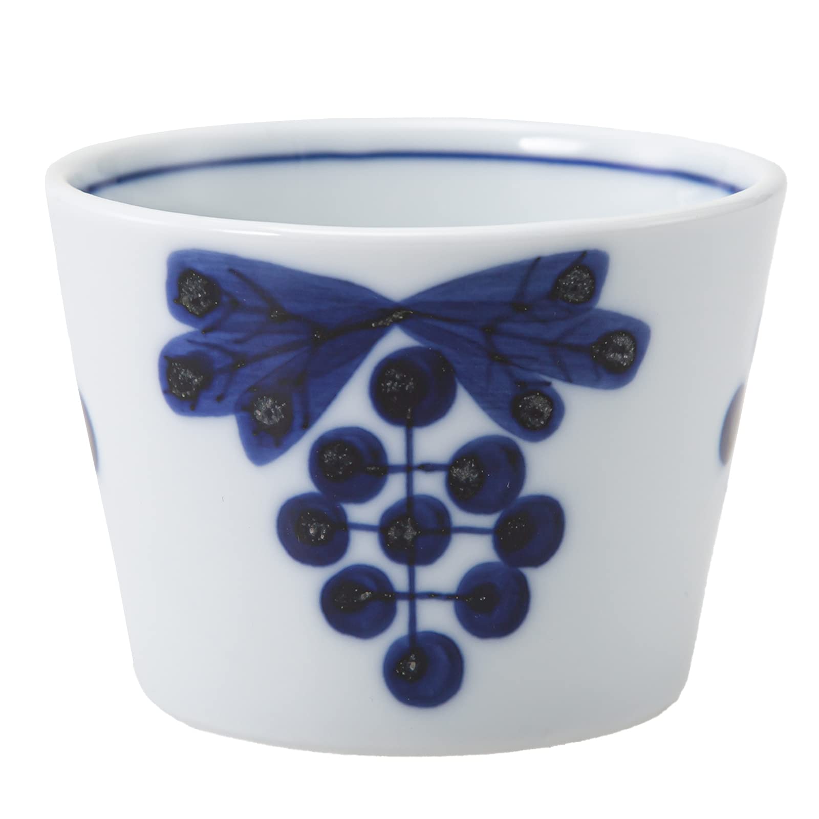 

Nishikai Toki Hasami Ware Cup, Soba Choko (Soba Choko), Diameter: Approx. 7cm, Pettit, Blue, Aika (Blue Fruit), 20806