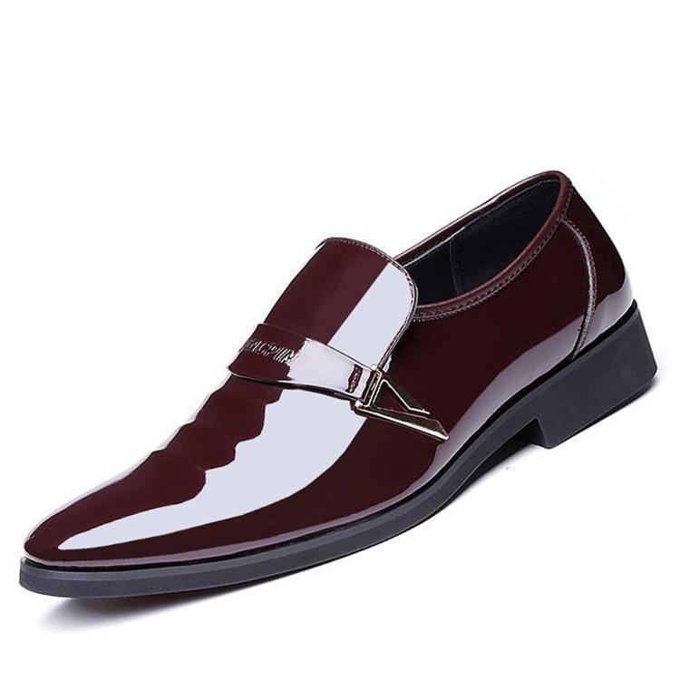Jianda 2268 Glänzende spitze Herrenschuhe aus formellem Leder zum Hineinschlüpfen für Business oder Hochzeit