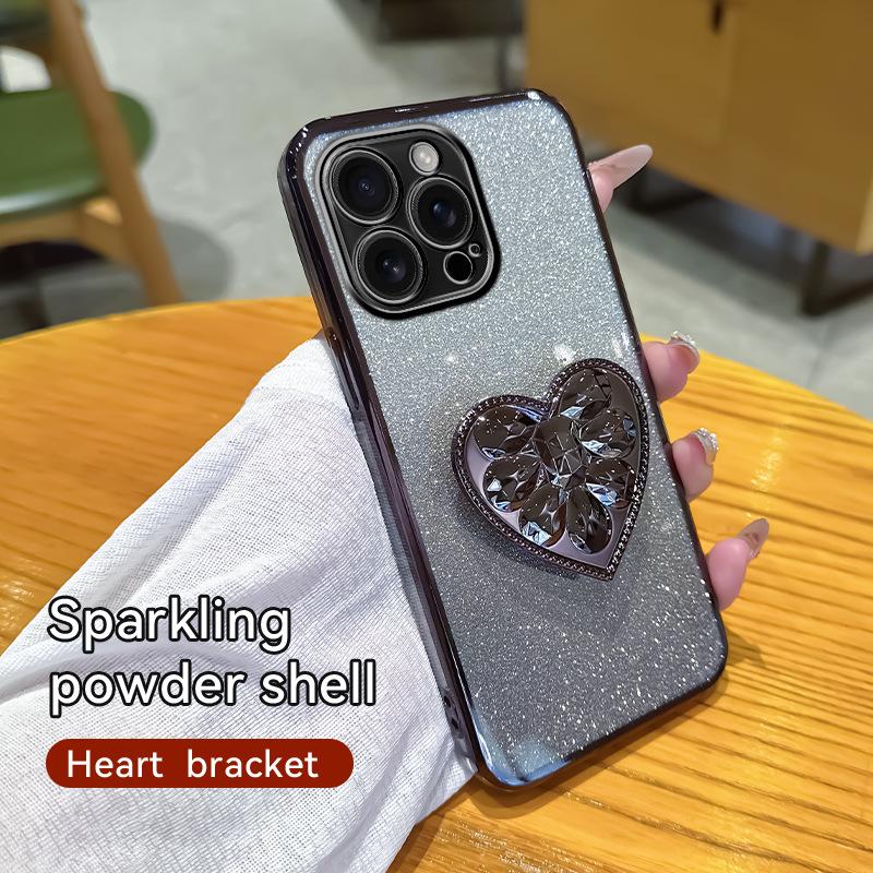 Applicable To Apple 17proMax Gradual Change Mobile Phone Case Love Airbag Bracket iPhone16 Anti-drop 15 Glitter Soft Cover