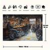 2D Flachdruck Motorrad Lenker Fotografie Hintergrund, Retro Biker Kneipen Szene für Party und Heimdekoration