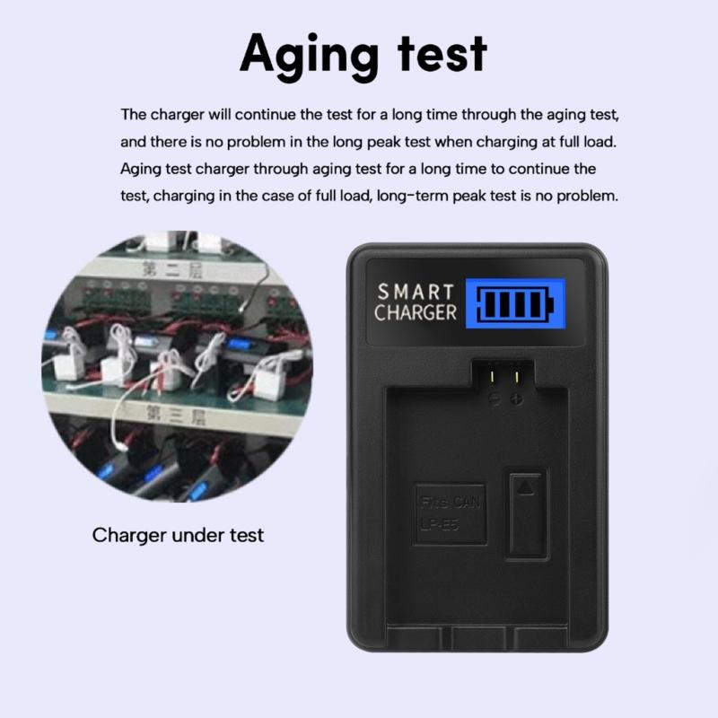 LCD USB LP-E5 Battery Charger Replacement for  EOS Rebel XS, Rebel T1i, Rebel XSi, 1000D, 500D, 450D Camera Battery