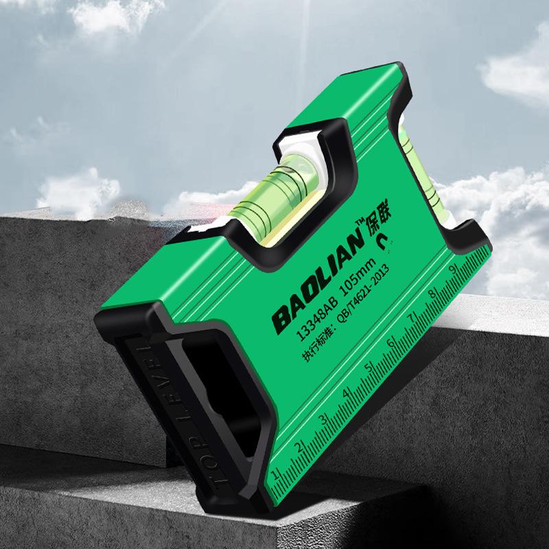 Horizontal Vertical Measure Metric Ruler Spirit Level Strong Magnetic Mini Aluminum Alloy Ruler Portable Decoration Special Tool