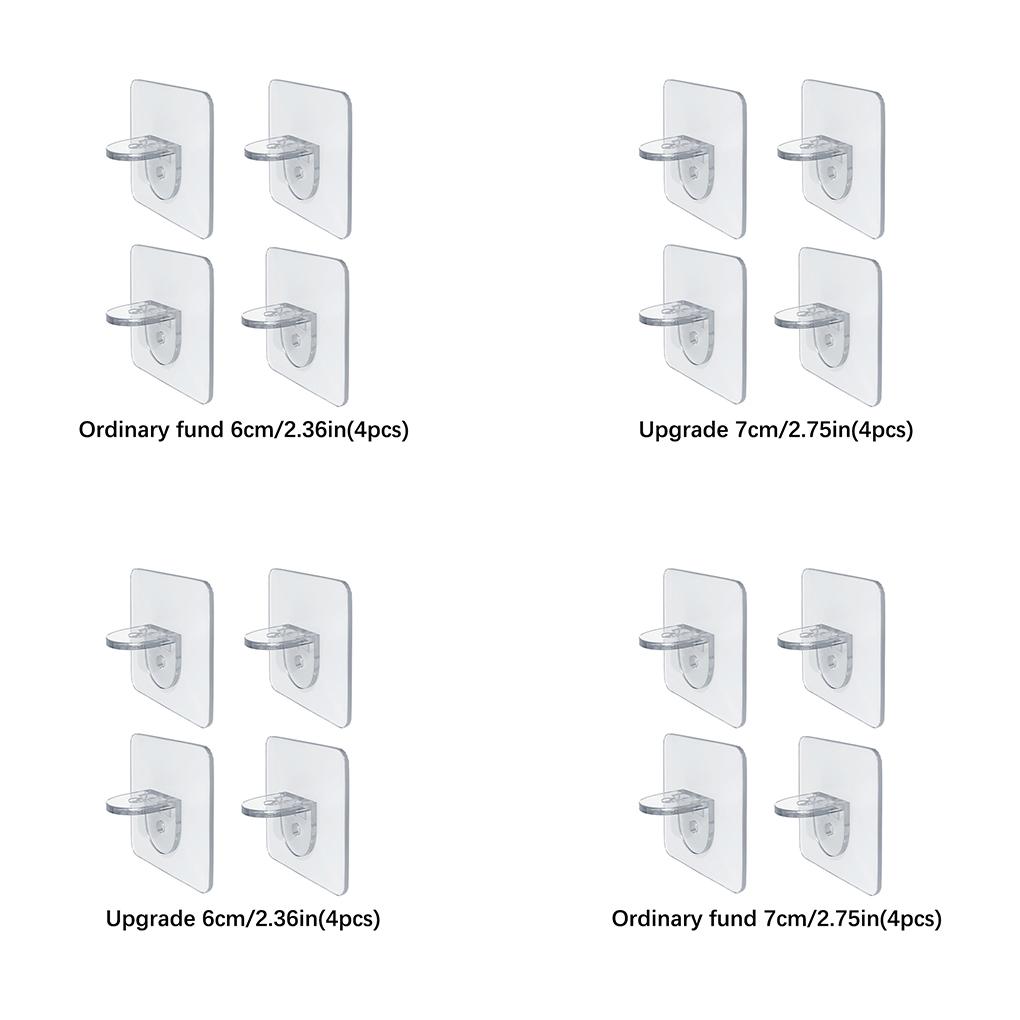 4pcs Self-adhesive Hook Bathroom Kitchen Indoor Transparent Storage Accessory Heavy Duty Clothes Holders Wall-mounted Hanger