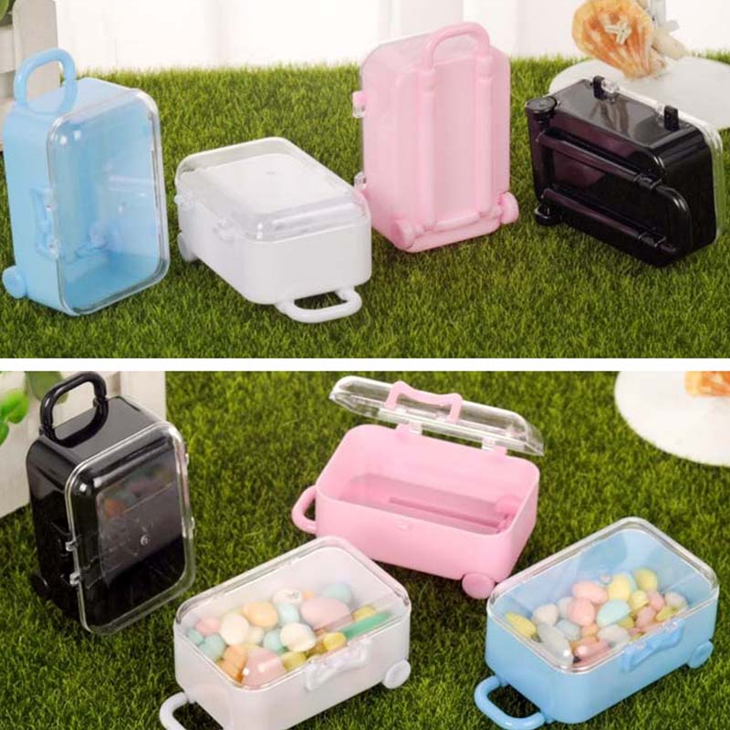 WTEMPO 12 STÜCK Kreative Kofferförmige Plastik-Geschenkboxen Partydeko Süßigkeitenboxen Klappdeckel-Verpackungsboxen zur Aufbewahrung und zum Verschenken empfindlicher Gegenstände