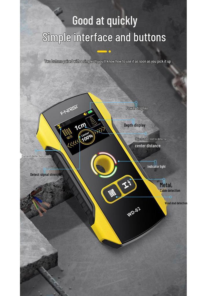 FNIRSI WD-02 High-Precision Wall Detector for Wire, Metal, and Steel Bar Detection