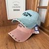 New couple hard top cap, rivet embroidery, washed and old men's and women's faces, small baseball caps trendy
