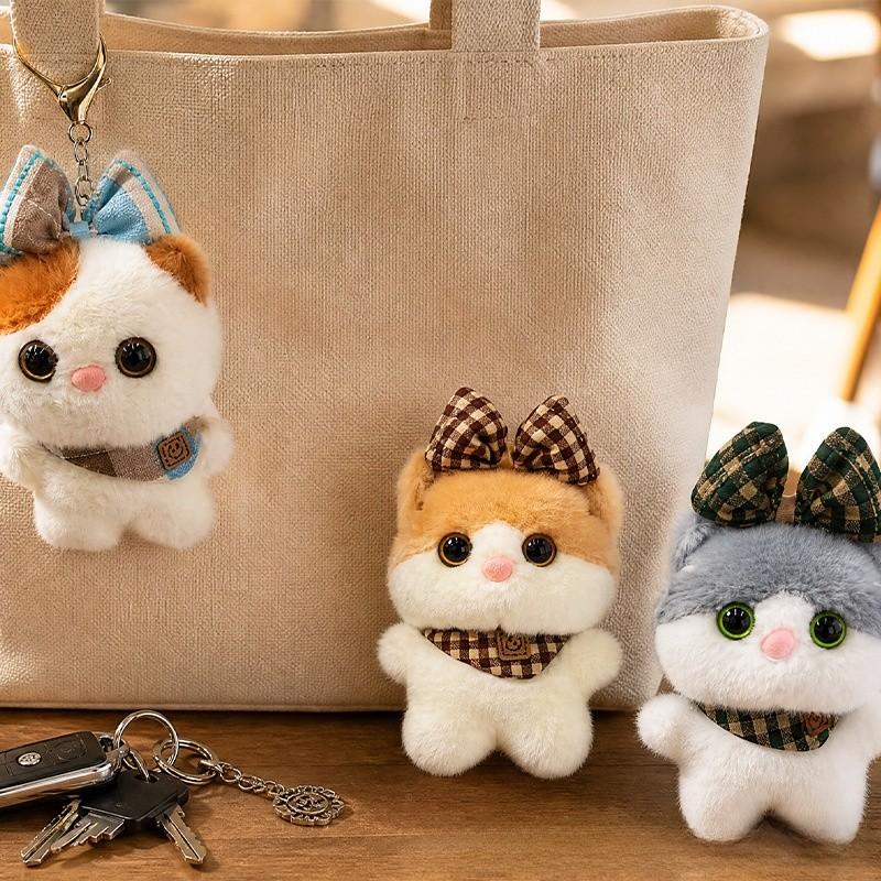 Cute Cat Plush Keychain With Soft Pp Material For Bag Decor And Gift
