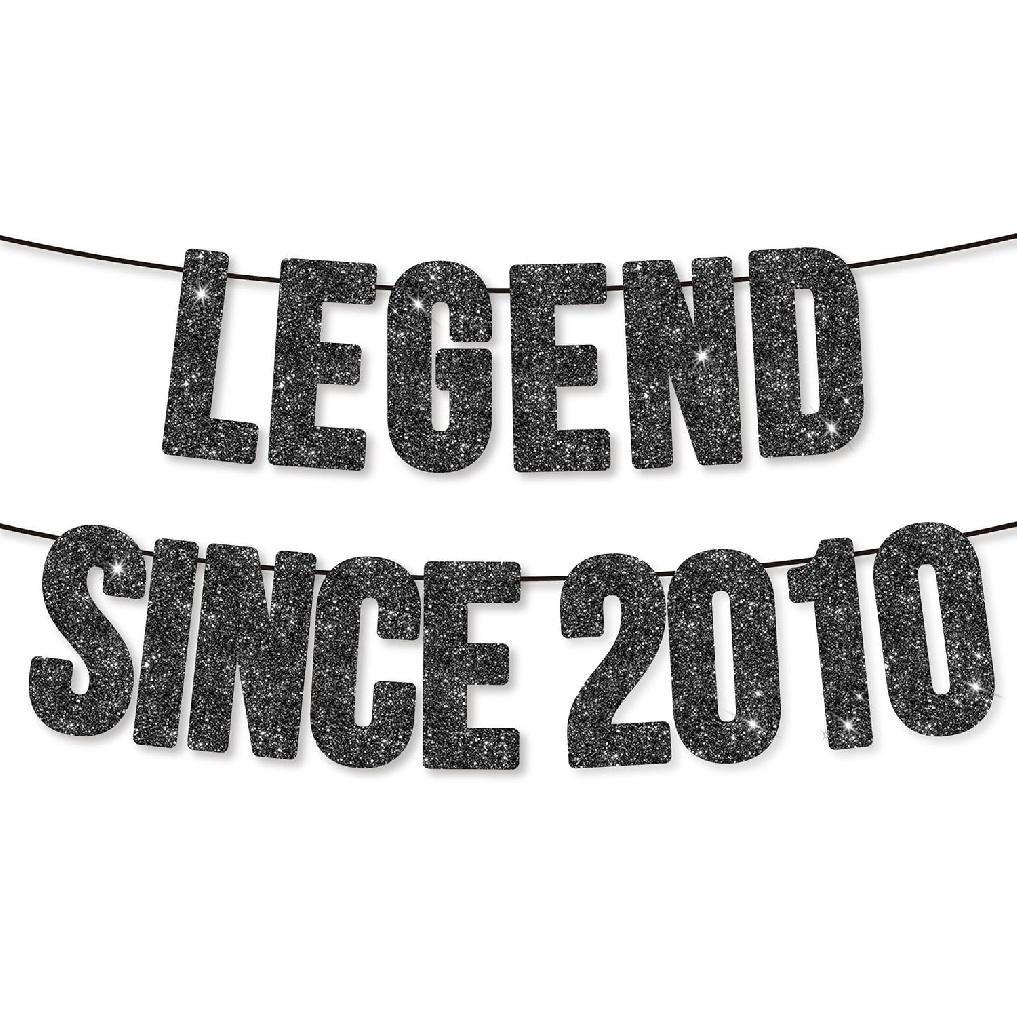 Pre-Strung Legend Since 2010 Banner for 15th Birthday Party Decoration,Happy 15th Men Women Birthday Party Banner,Handmade - Black