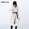 Jinyujie 2024 Winter Women's Long Goose Down Jacket with Waist Tie