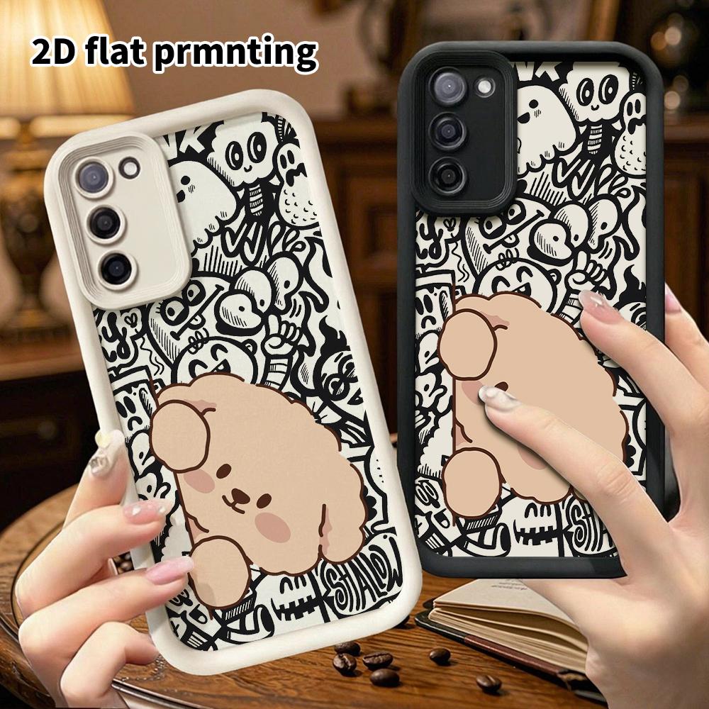 Phone Case: 2D Flat Samsung Galaxy A34 A35 M05 M06 S20 S22 S21 FE Plus 5G Protective Case, Light Pink Puppy, Christmas and Halloween Gift