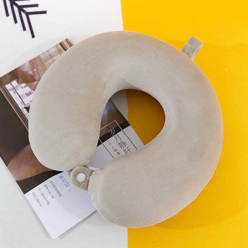 

A New Soft Memory Cotton Neck Support U-shaped Pillow Elastic Can Be Dismantled And Washed With Zipper Travel Plane Rest серый