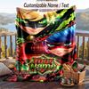 Coperta in Flanella Miraculous Ladybug, Testo con Nome Personalizzato, Morbida Calda Coperta Plaid in Peluche per Regalo