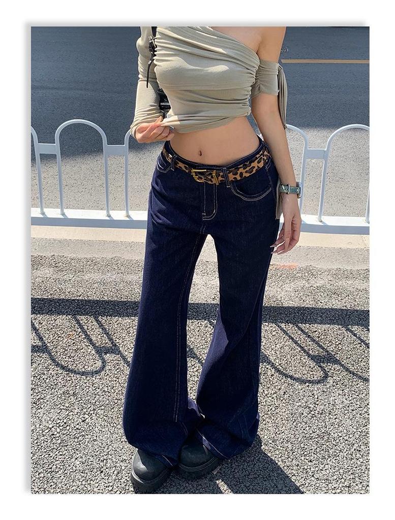 Women's Khaki Low-Waist Micro-Flare Jeans - 2025 Autumn/Winter Collection, Loose and Slimming Fit
