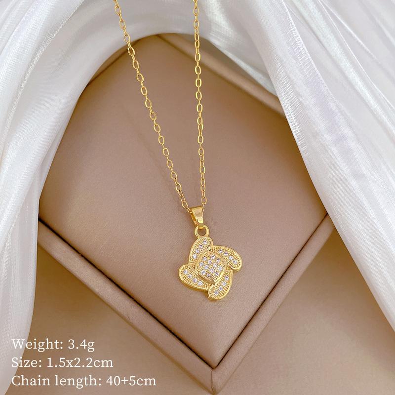 Butterfly Heavy Industry Necklace Women'S Copper Micro-Inlaid Real Gold Electroplating Delicate Clavicle Chain Neck Chain