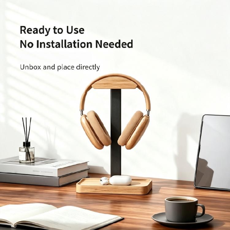 Gaming Area Headphone Holder for Desk, Freestanding Stand Headset Holder with Storage Tray for Daily Desktop Use