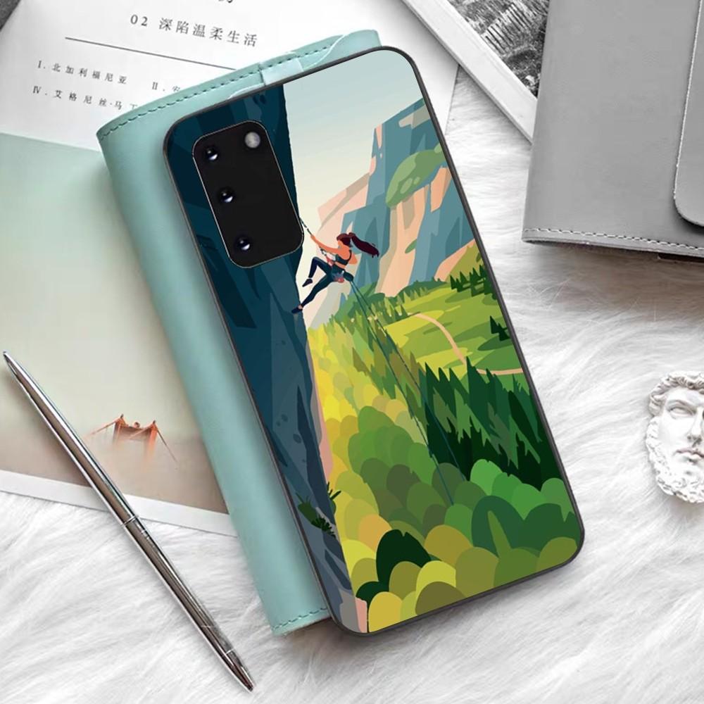 Climbing Mountain Phone Case Silicone PC+TPU For Samsung S10 20 30 22 23 24 Plus Lite Ultra Cover