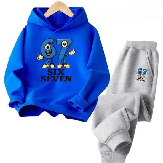 Steal a Brainrot Tracksuit 67 Six Seven Print Kid's Clothes Hoodie+Pants Suit 2pcs Set Boy Girl Children Holiday Gifts