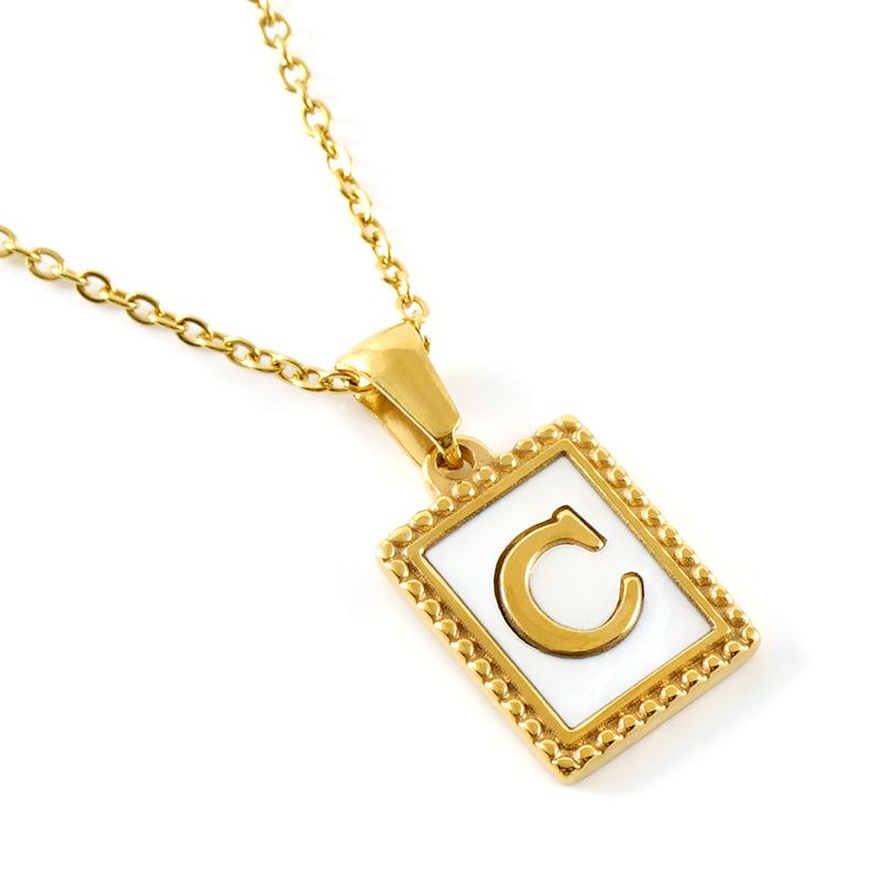 18K Gold Stainless Steel Letter Pendant Necklace – European and American Style Titanium Steel Clavicle Chain for Women