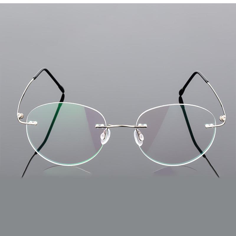 Titanium Alloy Framless Oval Myopia Glasses Finished Women Men Ultra-Light Rimless Prescription Eyeglasses 0 -0.5 -0.75 To -6.0