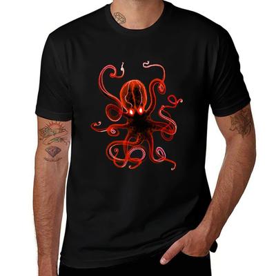 Octopus Red Tshirt Breathable Workout Short Sleeve Top