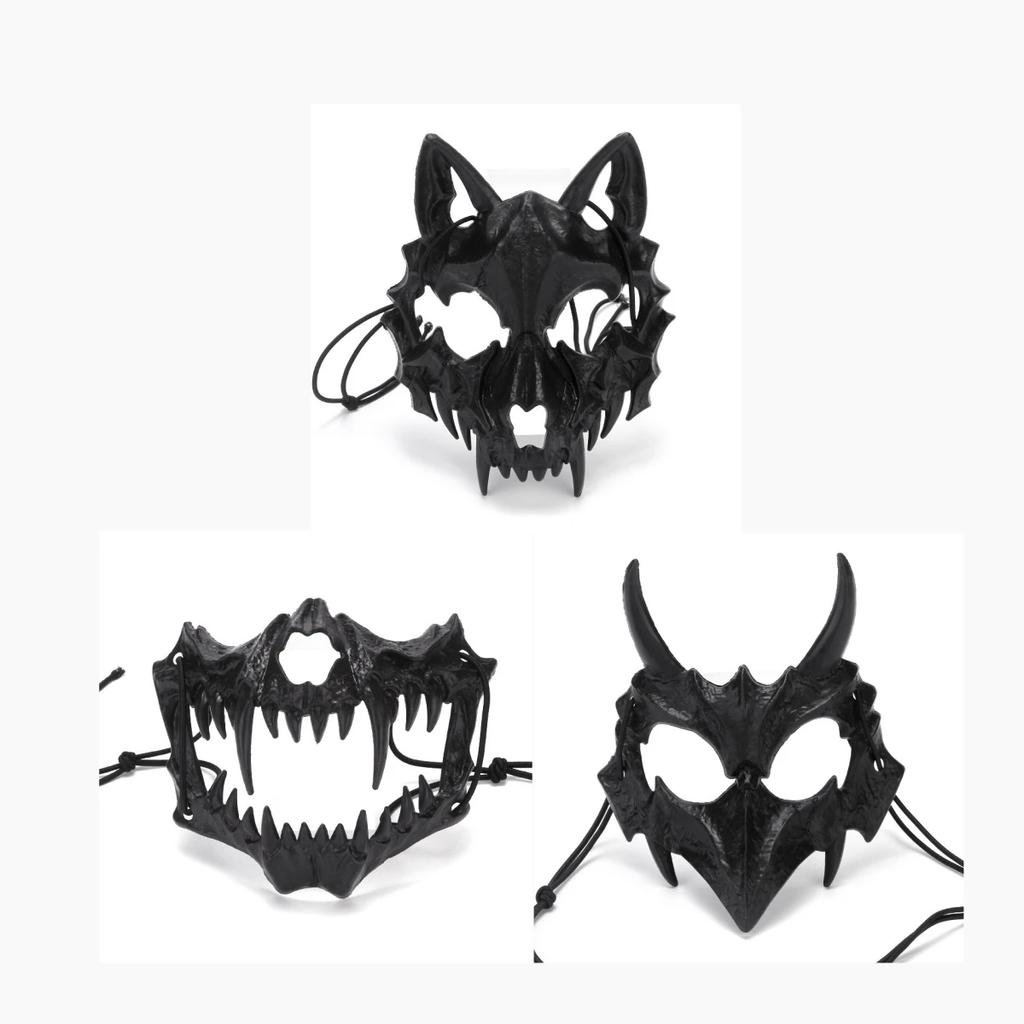 Halloween Schädel Party Maske Anime Drachen Gott Skelett Halbe Gesichtsmasken Knochen Schädel Tiere Maske Cosplay Tanz Prom Kostüm Requisiten