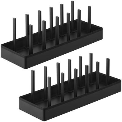 Yamazaki Under-Sink Adjustable Pot Lid & Frying Pan Storage Stand, W40, Set of 2, Tower, Black, 1362 X 2