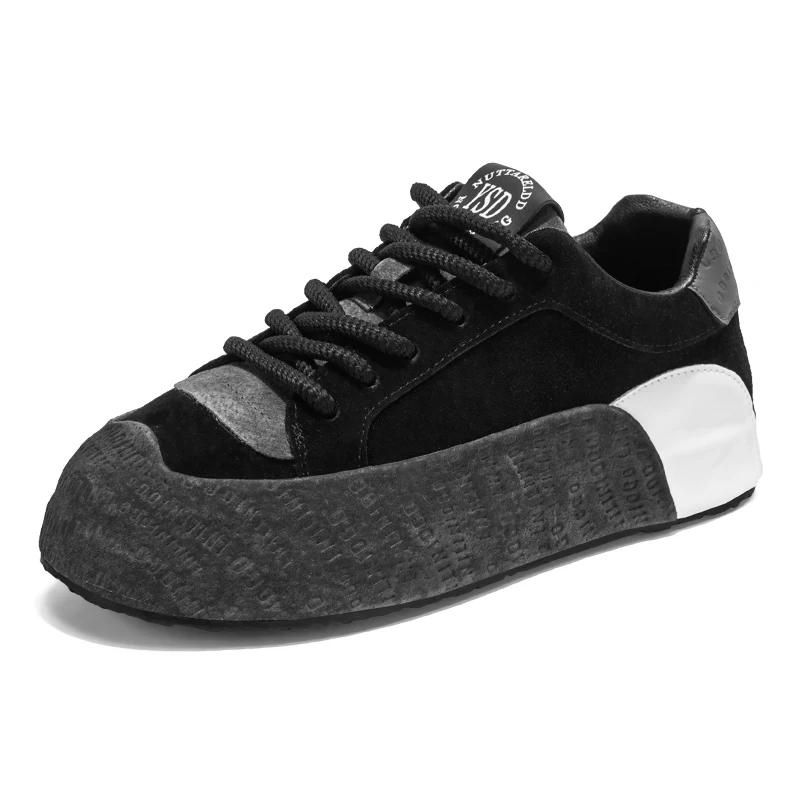 

Men s Thick Soles Increase Casual Sports Shoes Non-slip Comfortable Breathable Vulcanized Shoes Walking Running Men s Shoes 44 чорний