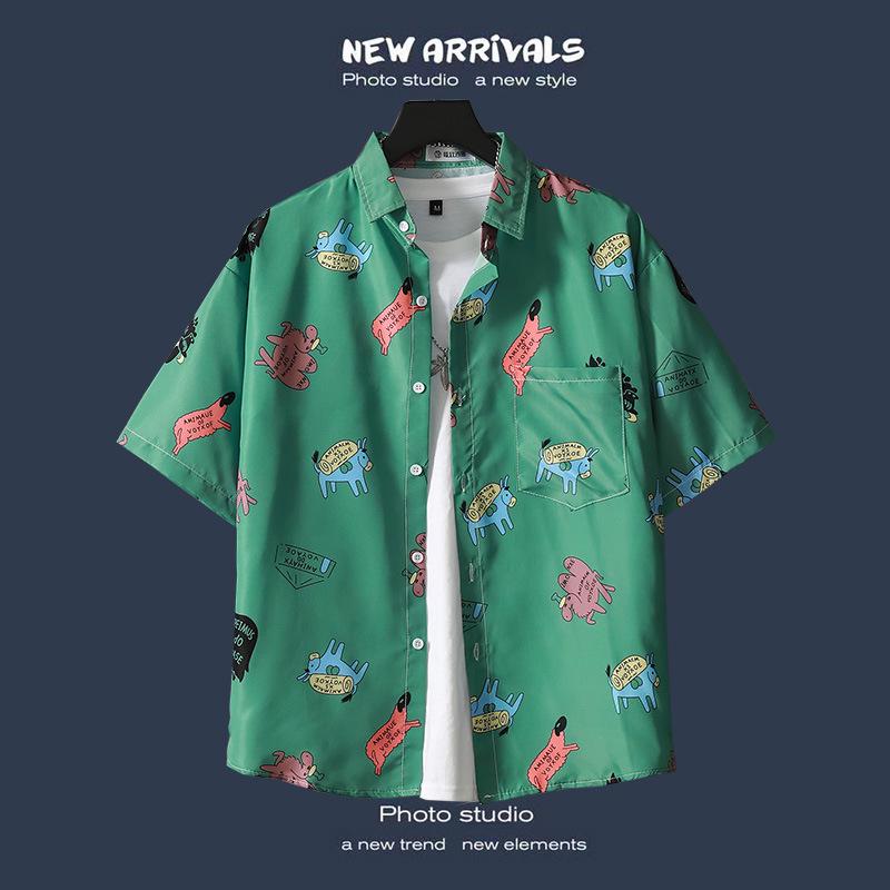 Men's Retro Hawaiian Floral Short-Sleeve Summer Shirt