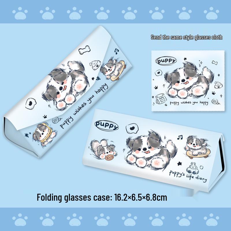 Shuai Mao Border Collie Brillenetui: Tragbarer Damen-Sonnenbrillenhalter mit Magnetverschluss, Druckentlastendes Design für Schüler und Kinder.