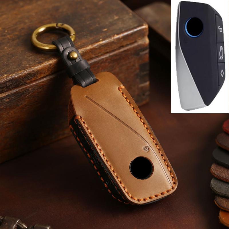 Leather Car Remote Key Cover Case Holder Shell Keyring Fob for  New IX3 225L 525Li 530Li I5 IX1 X1 X3 X5 X6 M235L X2 I7 2026