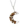 Silver Hand-Wound Colorful Gravel Bead Crystal Amethyst Moon Pendant Necklace N130