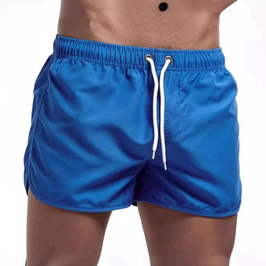 

Men s Quick-Dry Solid Color Drawstring Beach Shorts M синій