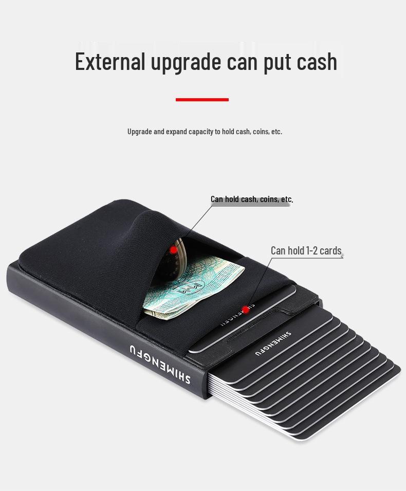 Portcard Metalic Ultra-Subțire Anti-Furt - Design Minimalist Pop-Up pentru Bărbați și Femei, Capacitate Mare, Anti-Magnetic, Trendy