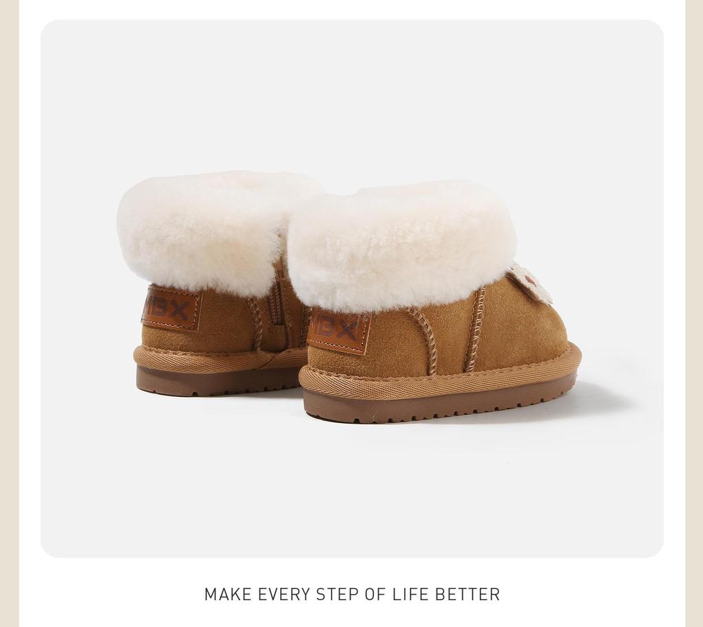 Toddler Girls' Plush Outdoor Leather Boots with Velvet Lining - Winter 2025