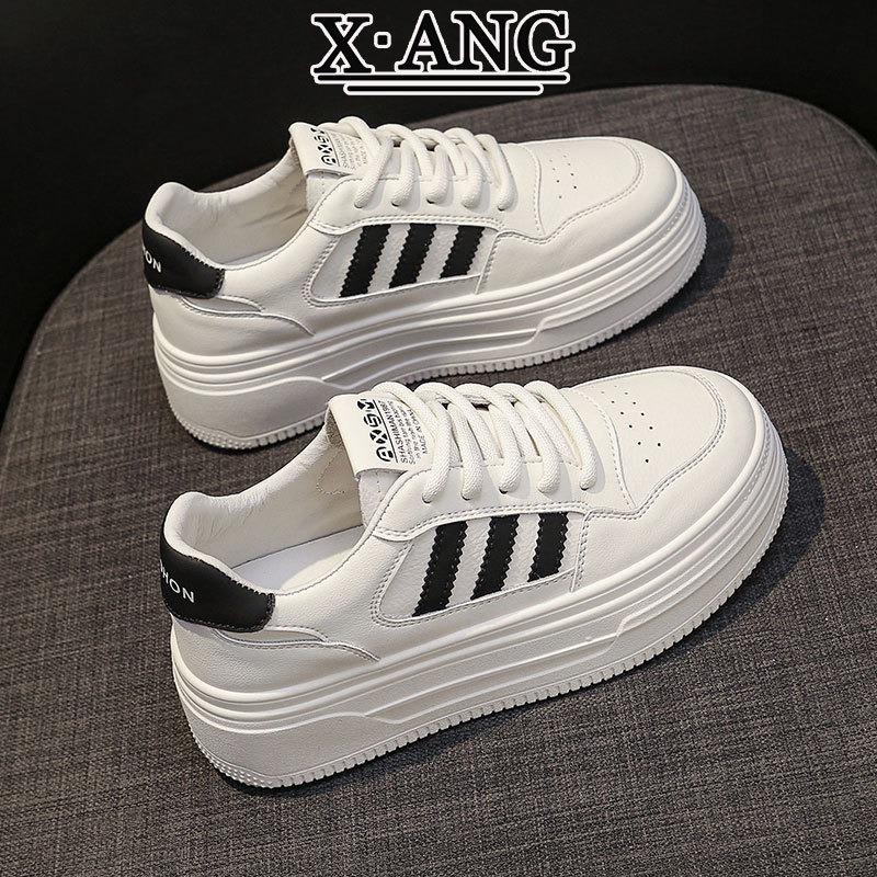 Leather little white shoes platform heightening women's shoes spring new fashion versatile board shoes casual sports shoes