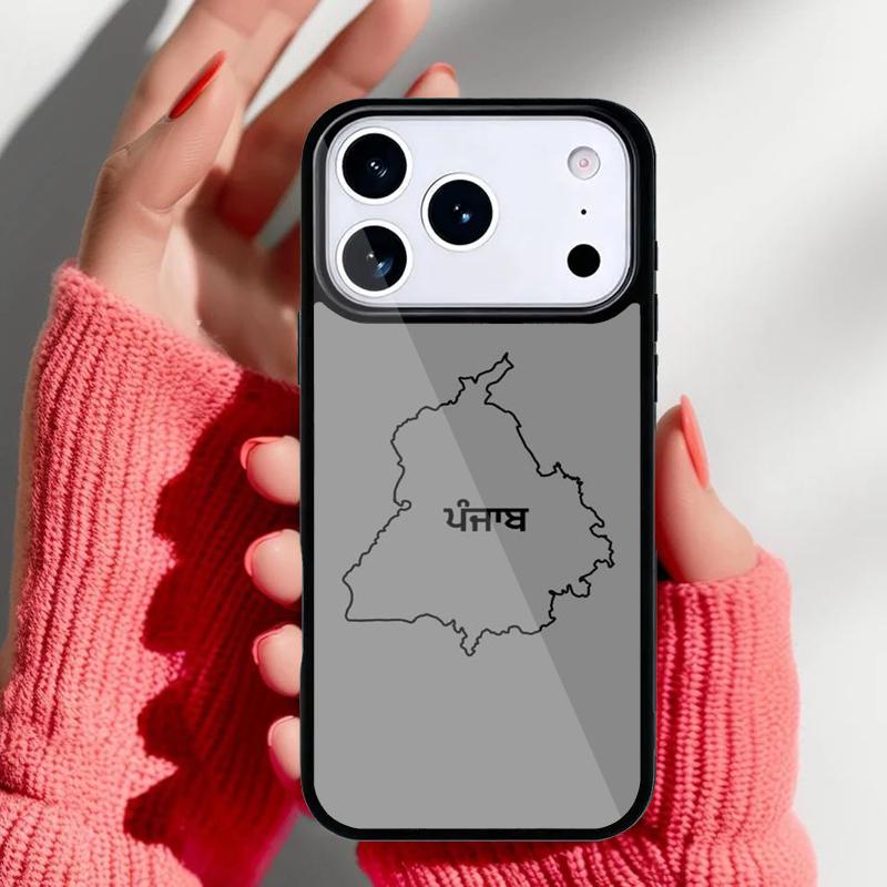 Punjab Map Outline Phone Case for iPhone 17 Air 16e 15 14 13 Pro Max Back Cover for 12 11 Pro Coque