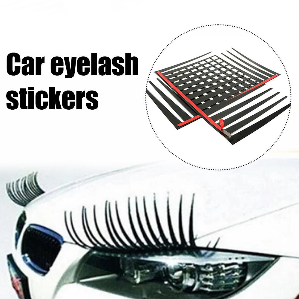Car Headlight Eyelash Sticker 3D Charming Black False Eyelashes Fake Eye Lash Sticker Car Headlight Decoration Funny Decor