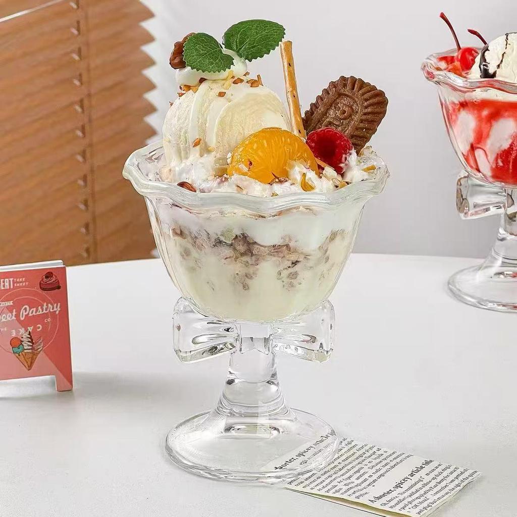 Elegant High-Stem Glasses for Ice Cream, Jelly, Champagne, Wine, Cocktails & Coffee