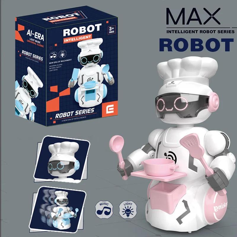 Поющий робот-повар, ходячая игрушка: Интерактивный образовательный робот для творческих игр детей дошкольного возраста белый