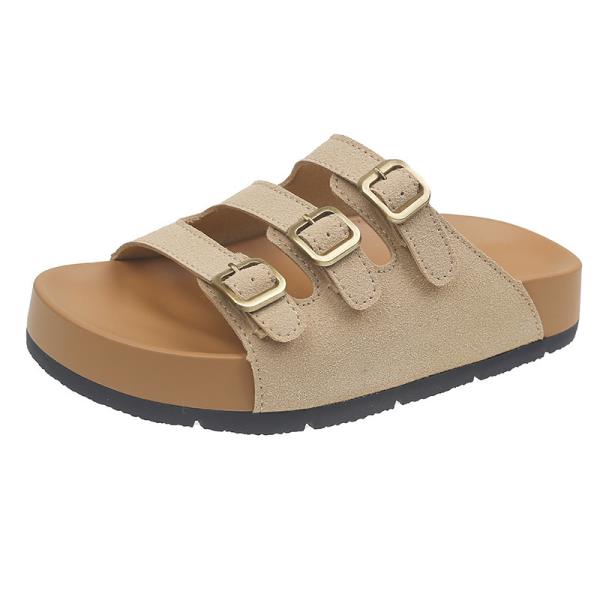 Fashion Shoes Women Female Slippers Platform Low Flock Slides Fashion Soft 2025 Beach Luxury Rome Hoof Heels Rubber Casual PU Fabric