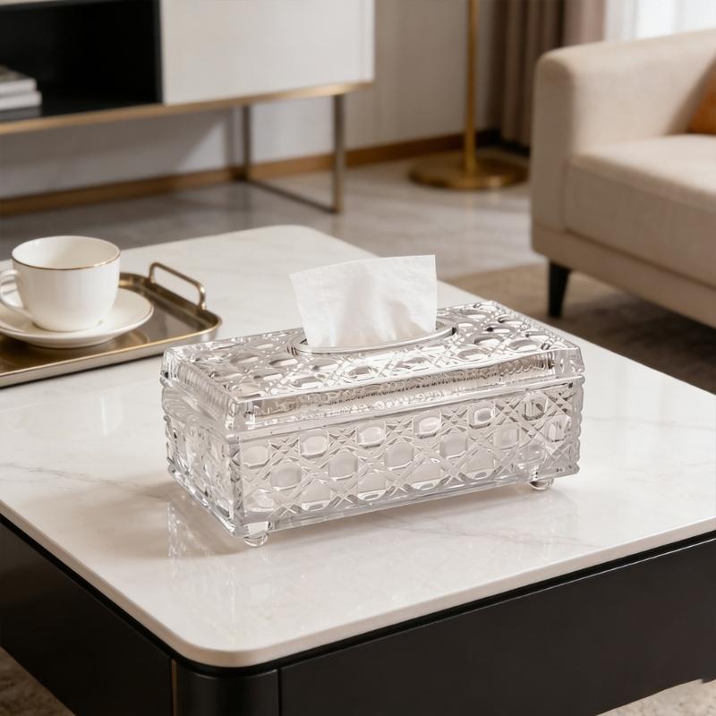 Minimalist Glass Tissue Box Organizer For Countertop Decoration And Small Item Storage Paper Towel Dispenser
