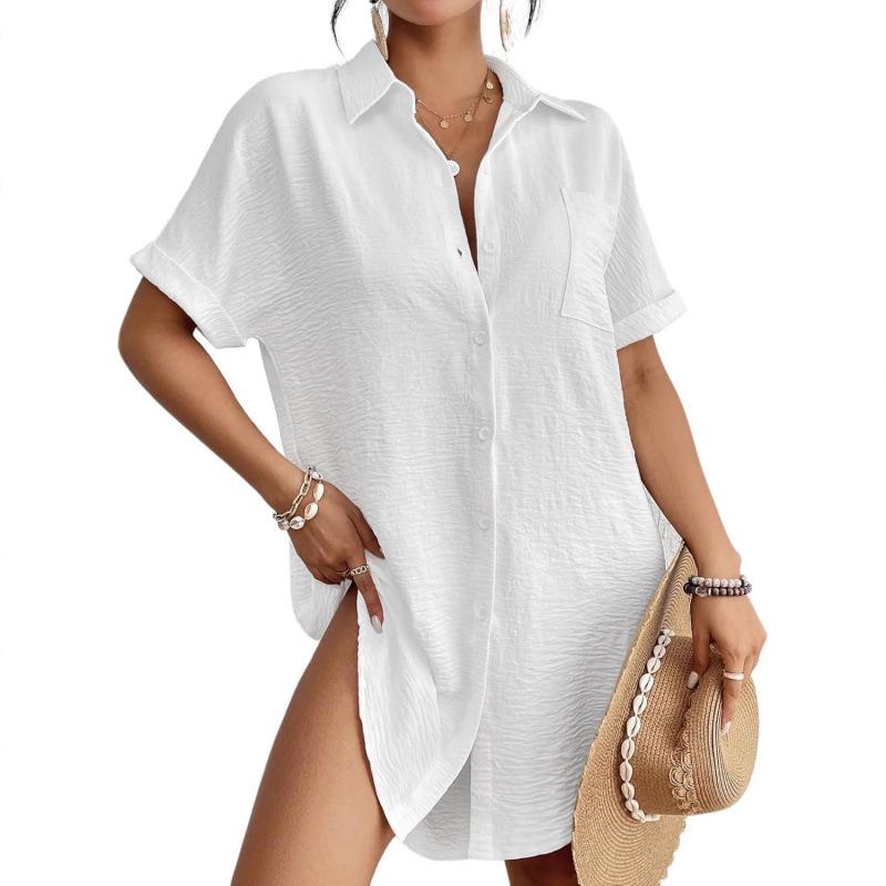 2026 Spring/Summer Casual Women's Loose Pocket Lapel Shirt
