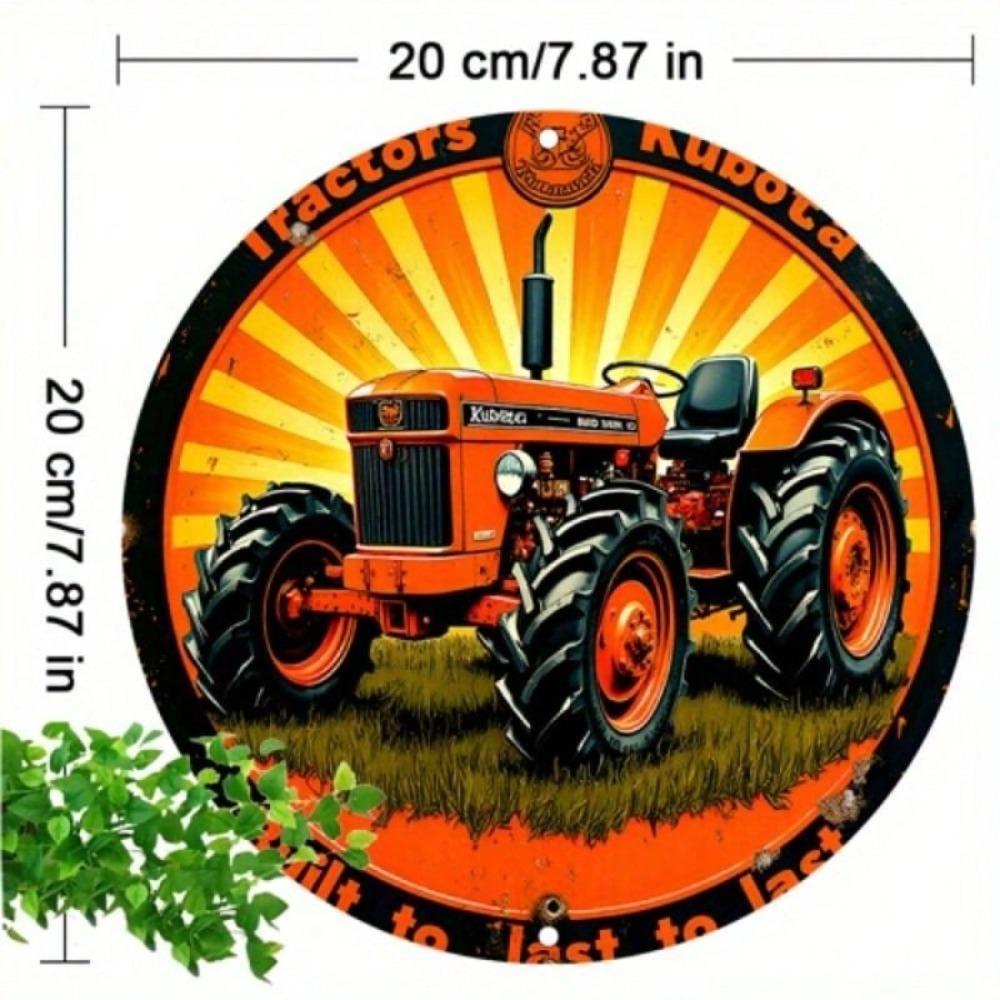 Vintage Red Tractor Metal Sign 20x20cm Retro Farm Wall Decor