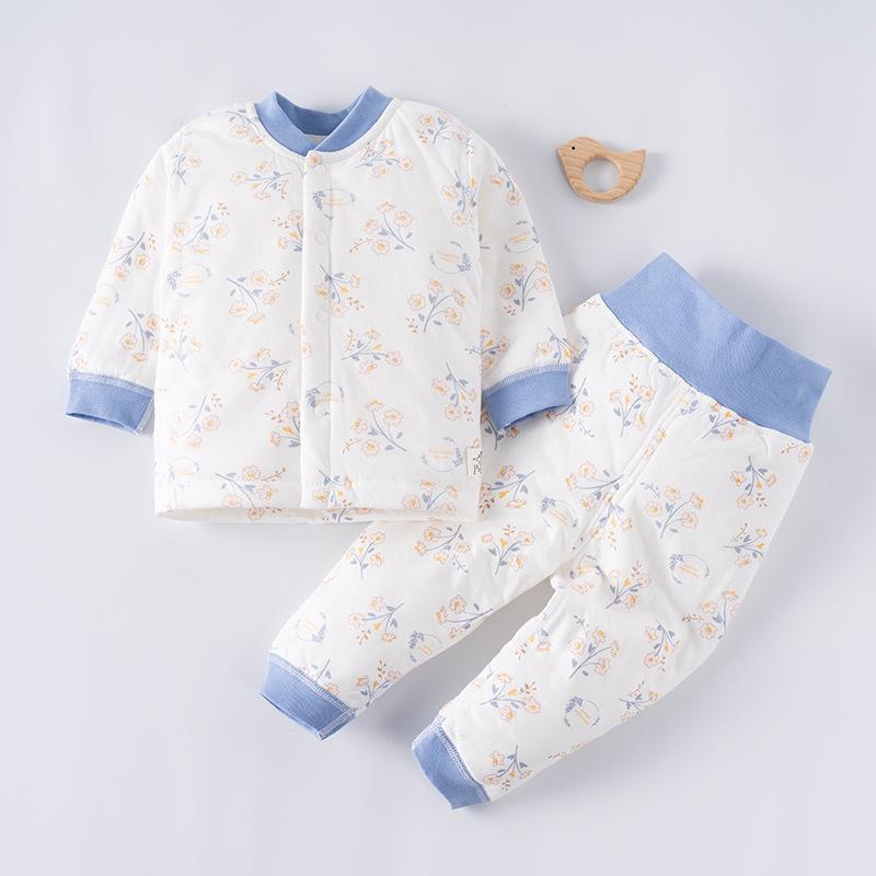 Infant and Toddler Set with Three-layer Cotton Jacket for Male and Female Babies To Keep Warm Cotton Underwear Set