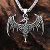 Vintage Wikinger Fliegender Drache Anhänger Halsketten Für Mann 316L Edelstahl Nordisches Tier Amulett Halskette Punk Schmuck