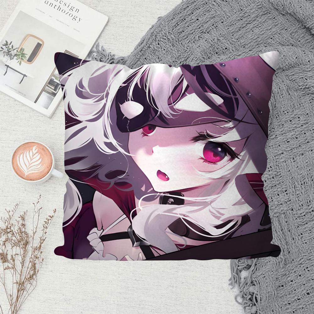 1PC Anime Girl Hololive Sakamata Chloe Game Pillow Case Sofa Decorative Home Double-sided Printing Short Plush Cushion Cover