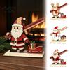 Easy Assembly Seasonal Decorations Christmas Wooden Tabletop Ornament, Cute Spliced Elk/Santa Claus/Snowman Desktop Rustic Elk Santa Snowman Ornaments